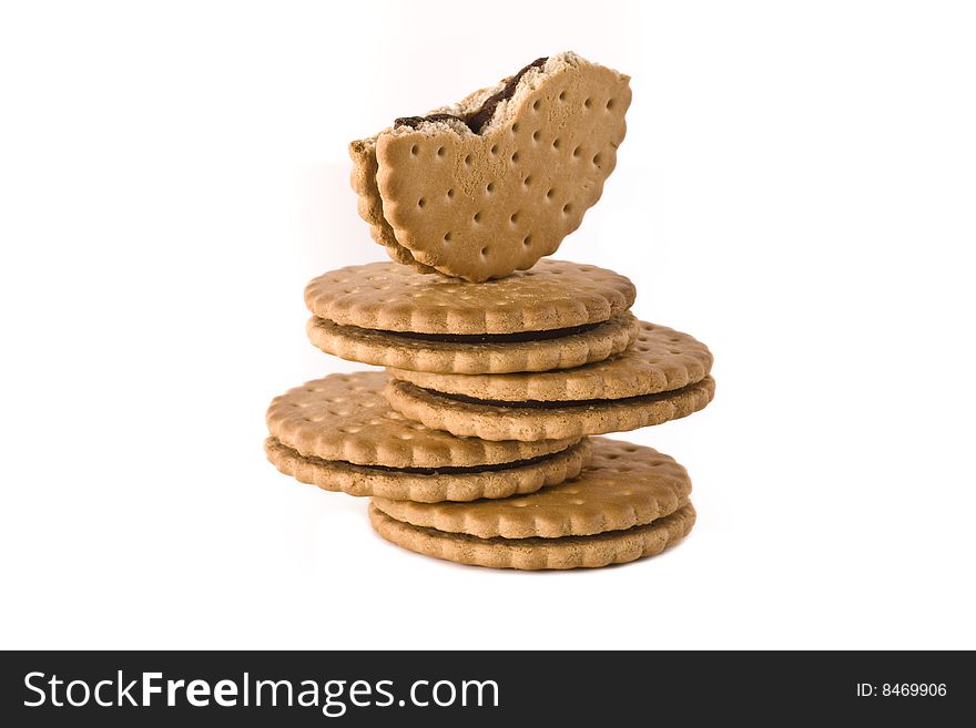 Stack of cookies isolated on white background