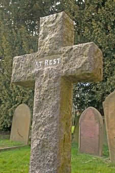 Cross Gravestone In A Cemetery Royalty Free Stock Photos Cross Gravestone In A Cemetery Royalty Free Stock Photos