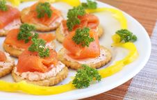 Smoked Salmon And Cream Cheese On Crackers Royalty Free Stock Image Smoked Salmon And Cream Cheese On Crackers Royalty Free Stock Image