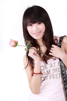 Asian Girl And Rose Royalty Free Stock Photo Asian Girl And Rose Royalty Free Stock Photo