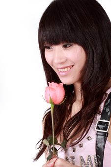 Asian Girl And Rose Royalty Free Stock Photography Asian Girl And Rose Royalty Free Stock Photography