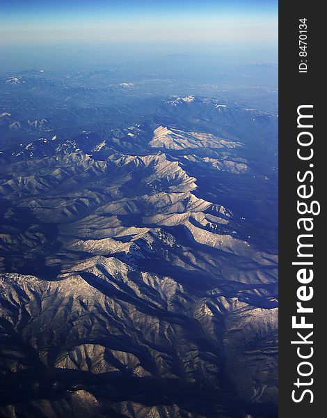 Aerial photo of the frozen mountains in winter. Aerial photo of the frozen mountains in winter