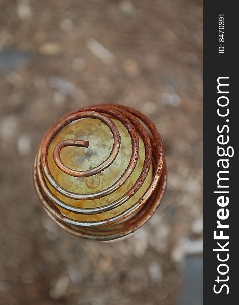 This rusty close-up of a lawn ball was photographed with a macro lens herre in my yard in indiana. This rusty close-up of a lawn ball was photographed with a macro lens herre in my yard in indiana