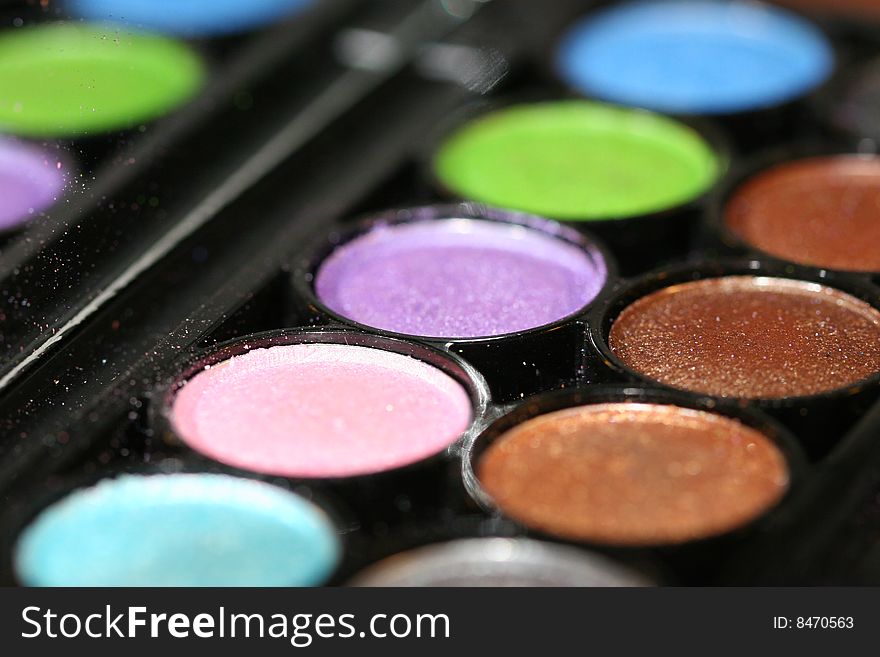 Colorfull make-up eyeshadows set with mirror. Colorfull make-up eyeshadows set with mirror