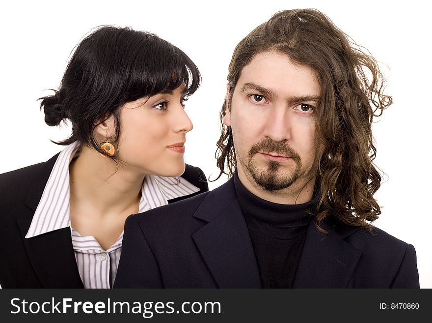 Business serious man and woman couple isolated. Business serious man and woman couple isolated