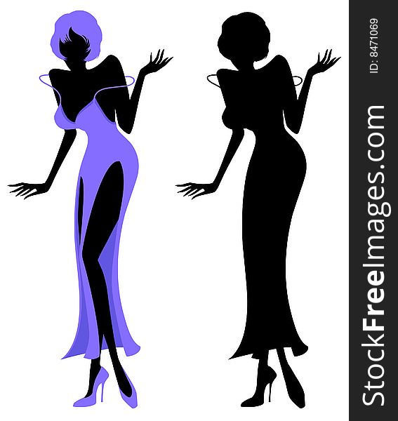 Illustrated silhouette of a sexy party girl