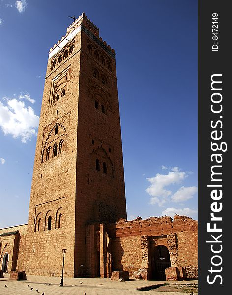 The main minaret of Koutoubia mosque in Marrakesh
