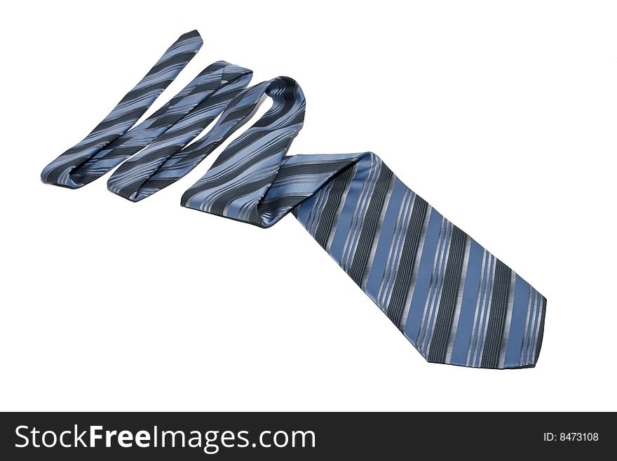 Blue tie white background isolate.