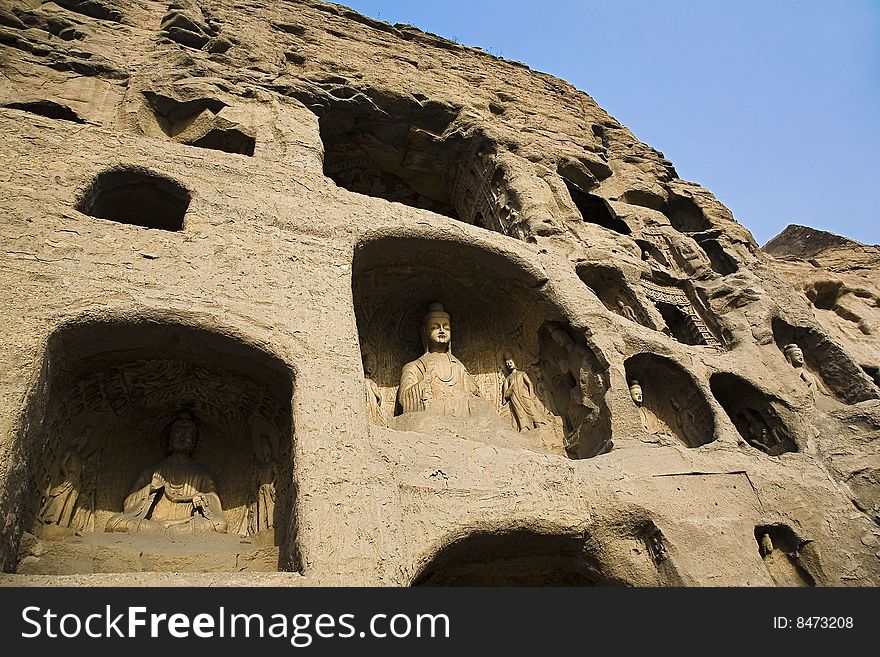 Yungang grottoes of buddhist sculptures,datong, shanxi province of china.