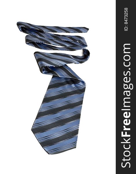 Blue tie white background isolate.