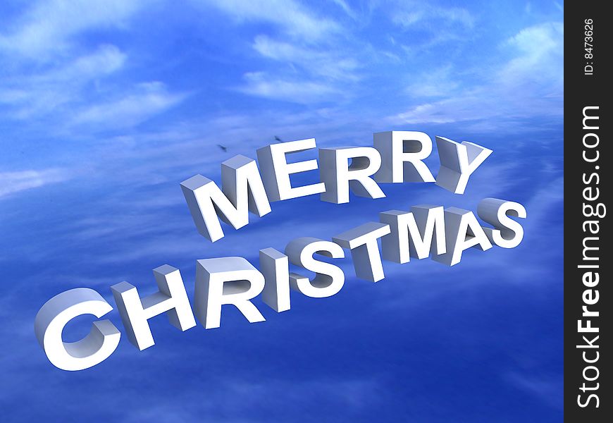 Isolated three dimensional merry christmas text