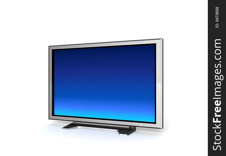 Three dimensional lcd television against white background