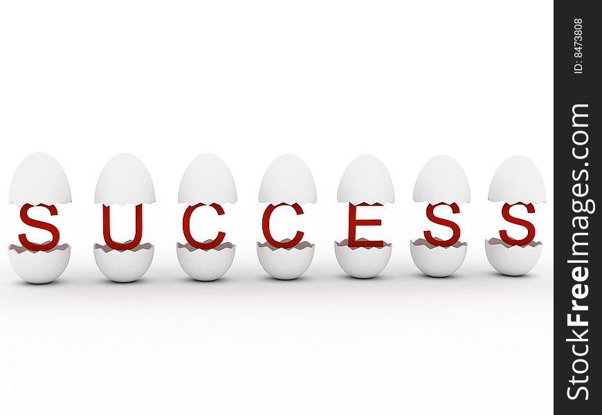 3d render of text "Success" in egg.