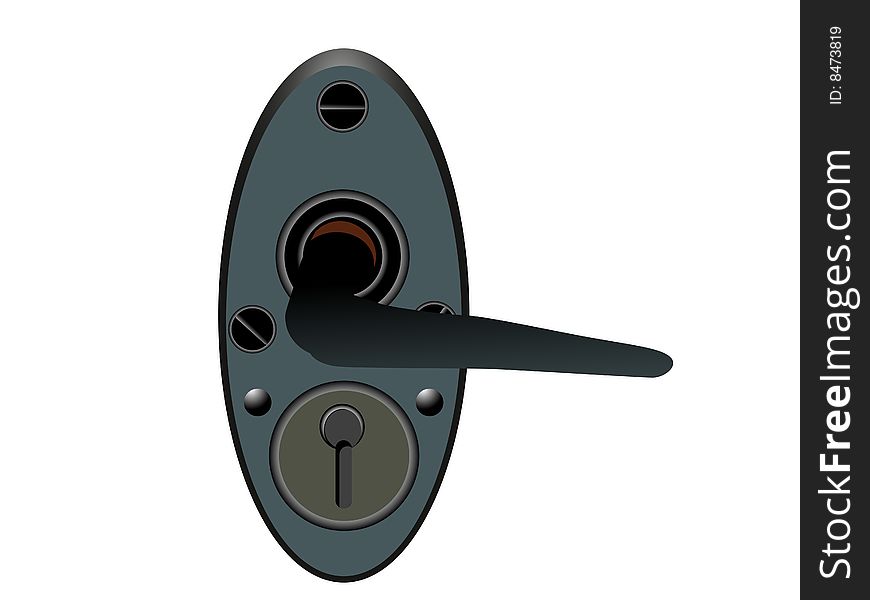 Door handle on isolated background