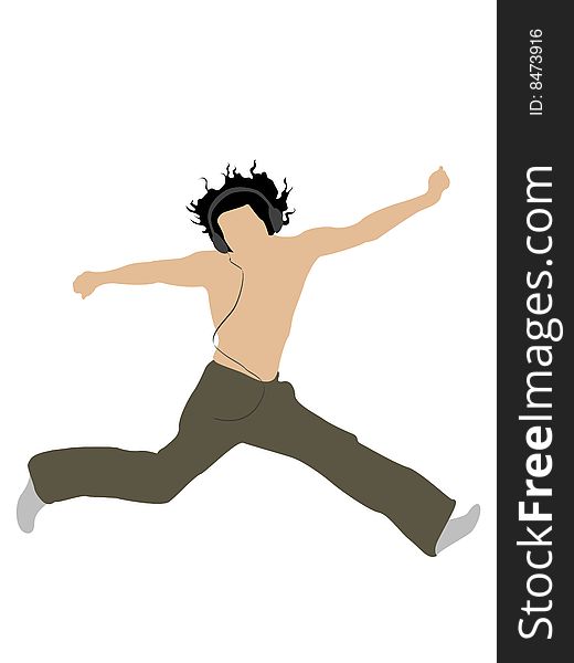 Jumping young man on isolated background