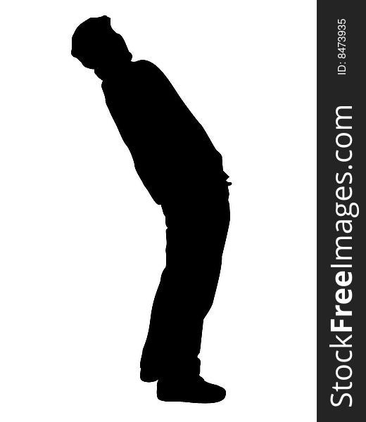 Man bending his body on isolated background