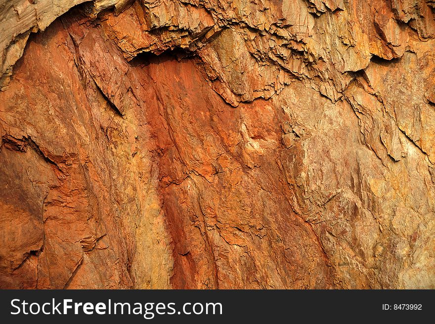 Close-up of red rock wall