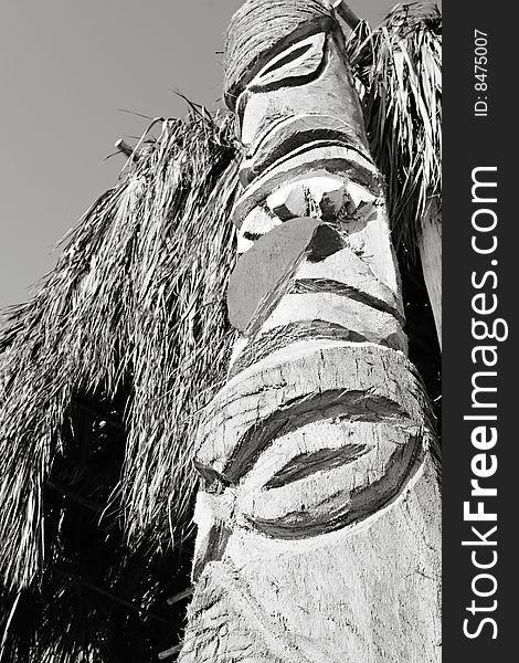 A wooden totem pole found on the beach in Huanchaco, Peru. A wooden totem pole found on the beach in Huanchaco, Peru