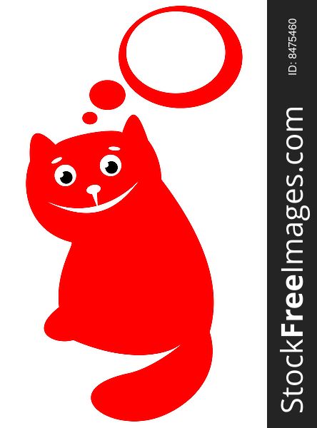 Cartoon red happy cat isolated on a white background.