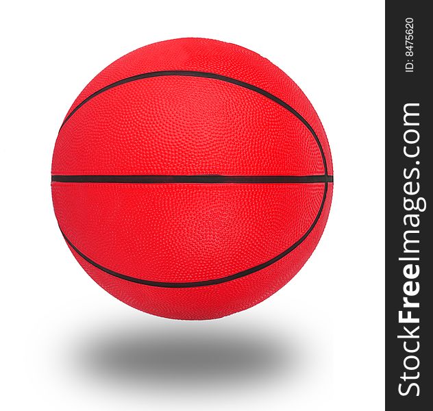 Red basketball on a white background with shadow. Red basketball on a white background with shadow
