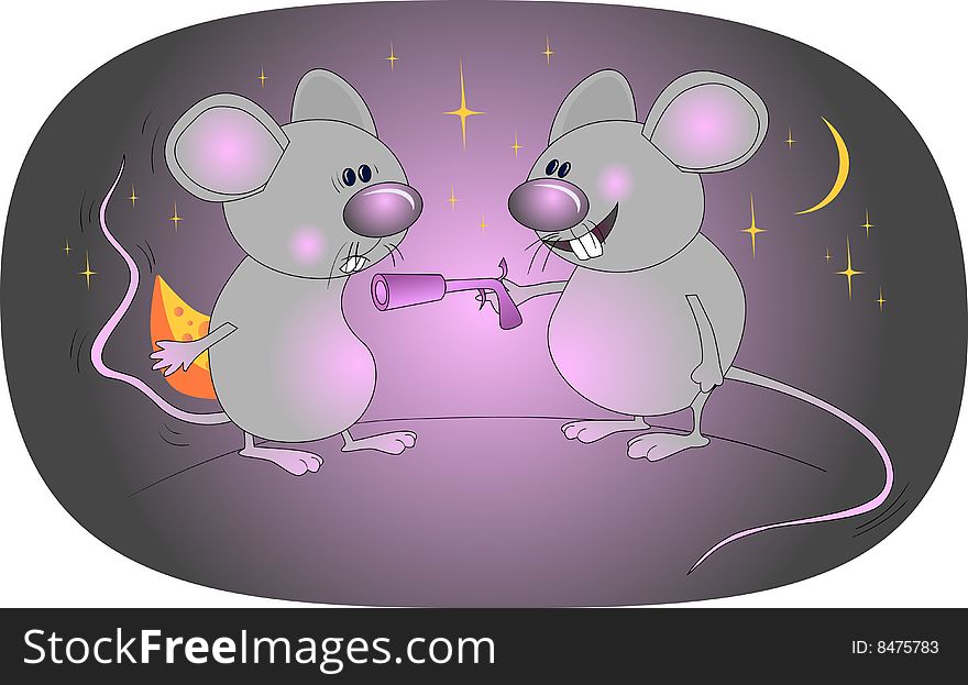 Illustration of two funny mouse. Illustration of two funny mouse