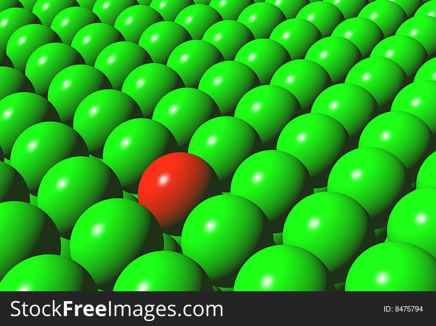 Set green balls and one ball of red colour. Set green balls and one ball of red colour