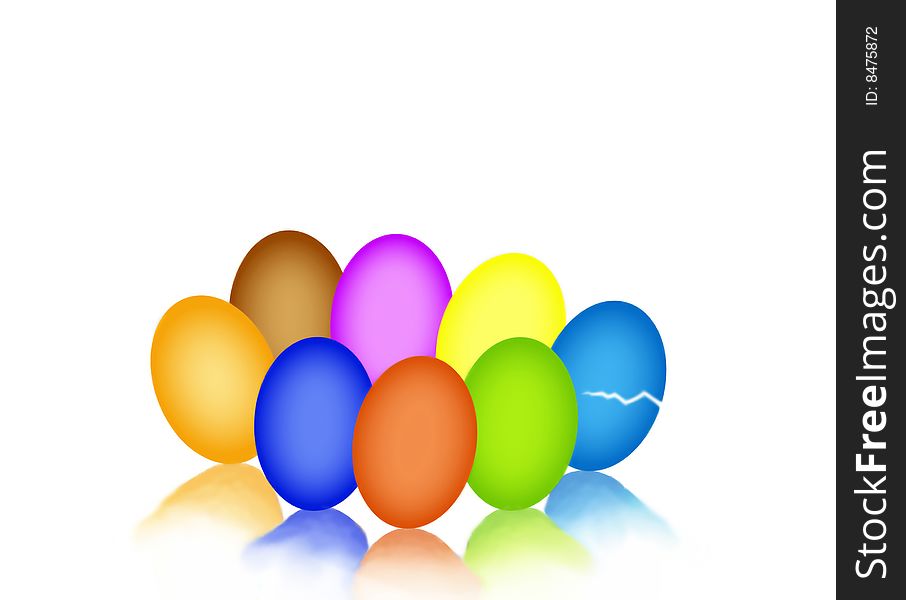 Color eggs in white background