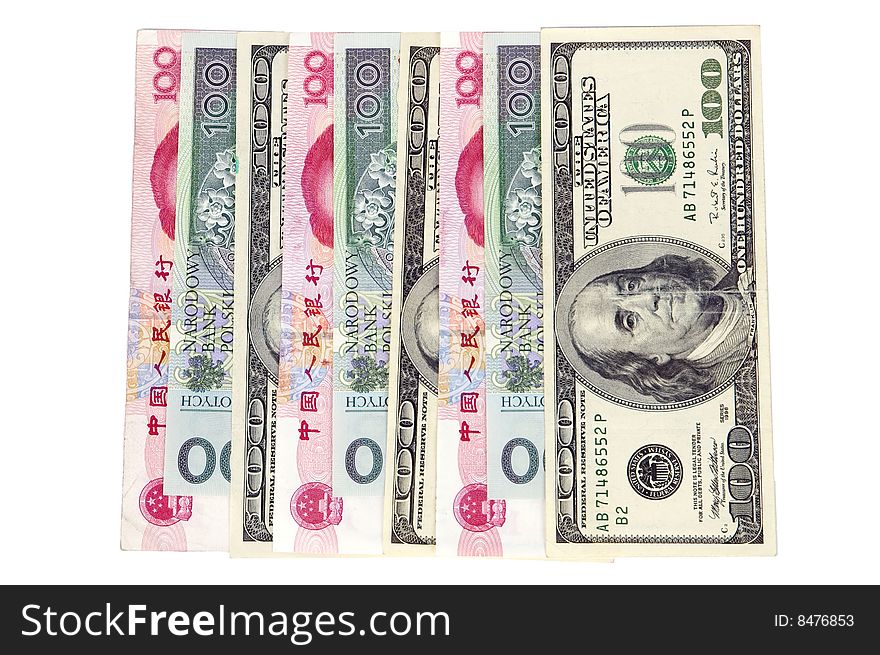Different banknotes - money in one row