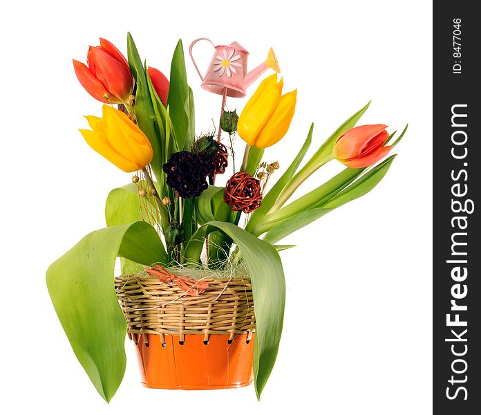 A view with a spring flowers arrangement. A view with a spring flowers arrangement