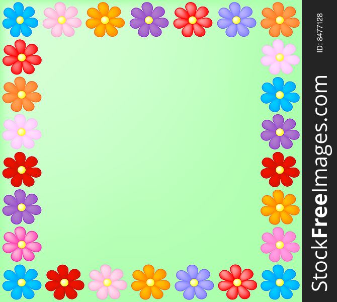 Spring green background with flowers frame. Spring green background with flowers frame
