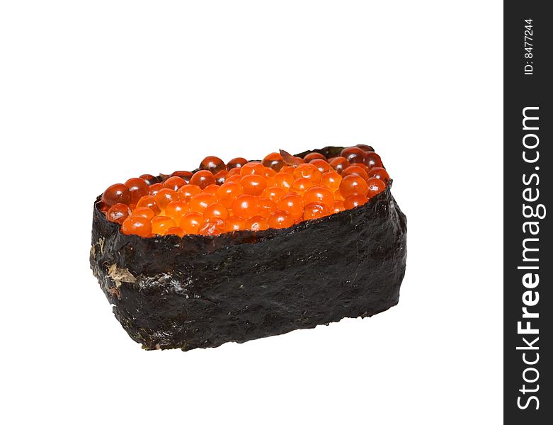 Caviar sushi isolated on a white background