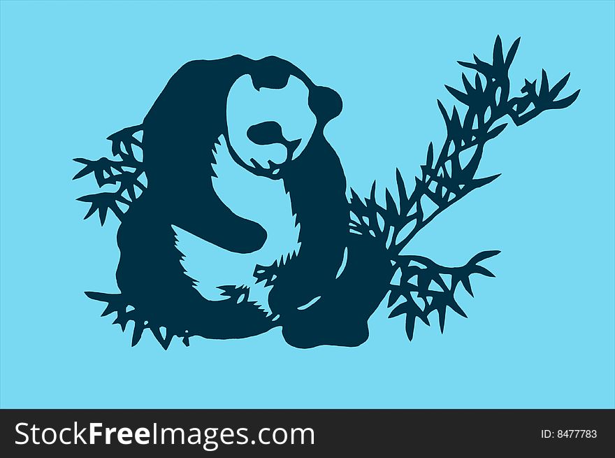 The traditional paper cut panda on the Backgrounds