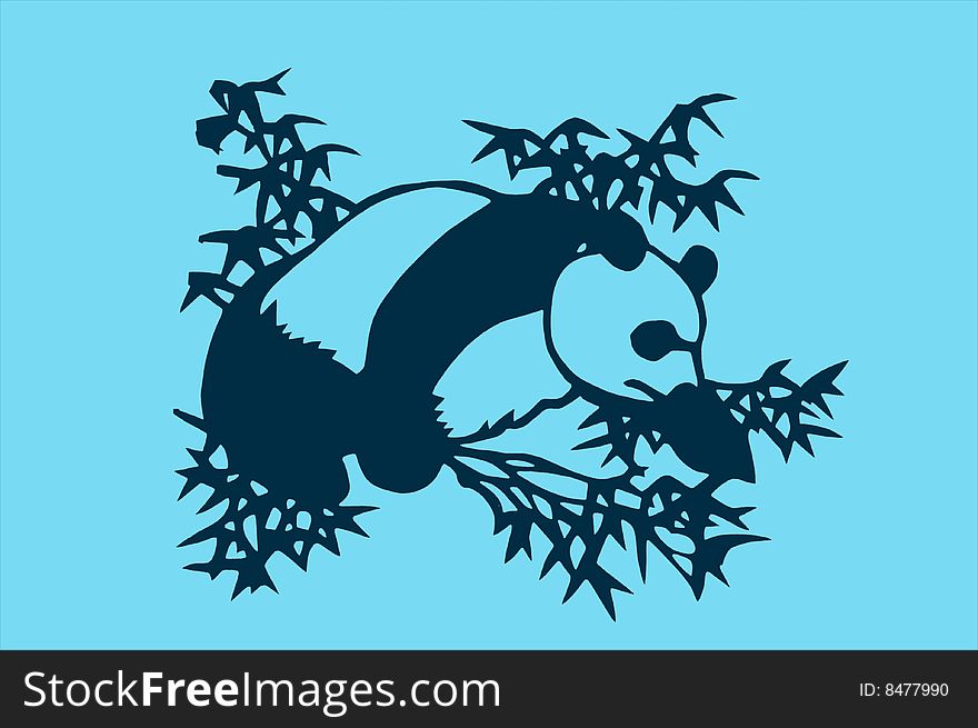 The traditional paper cut panda on the Backgrounds