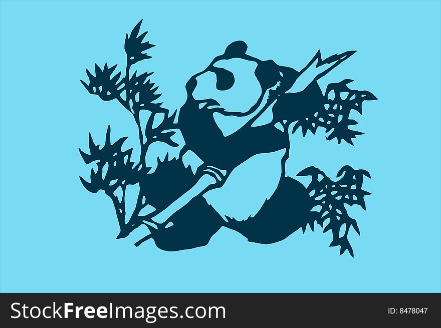 The traditional paper cut panda on the Backgrounds