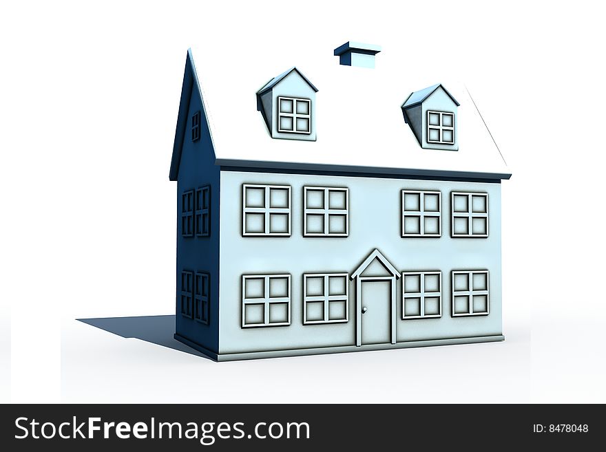 Isolated new house - 3d render illustration on white