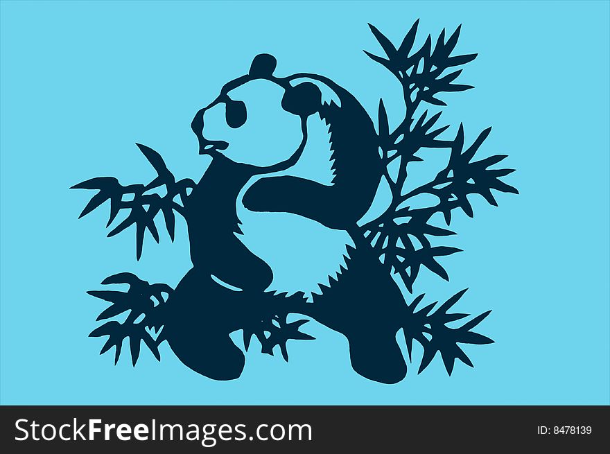 The traditional paper cut panda on the Backgrounds