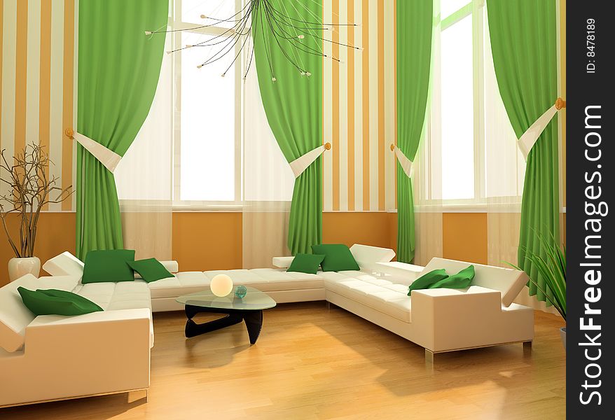 Modern interior of a room 3d image. Modern interior of a room 3d image