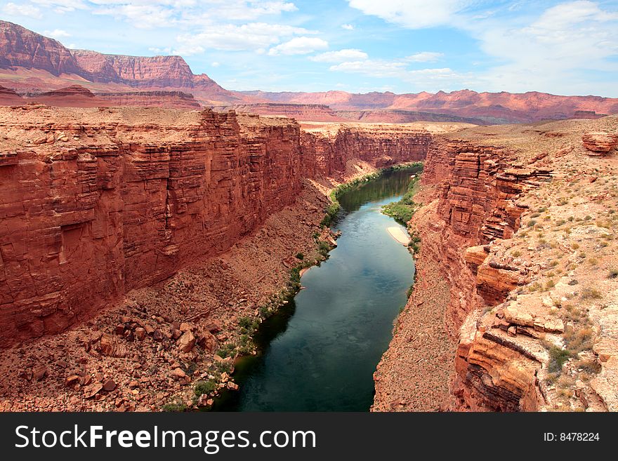 Colorado River flows through the Grand Canyon. Colorado River flows through the Grand Canyon