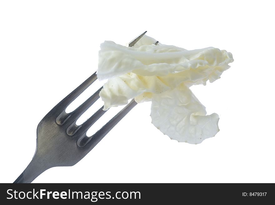 Stock photo: an image of cabbage  on the fork