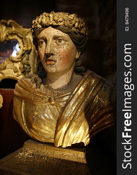 Ancient bust of woman in the cathedral of Albi in France. Ancient bust of woman in the cathedral of Albi in France
