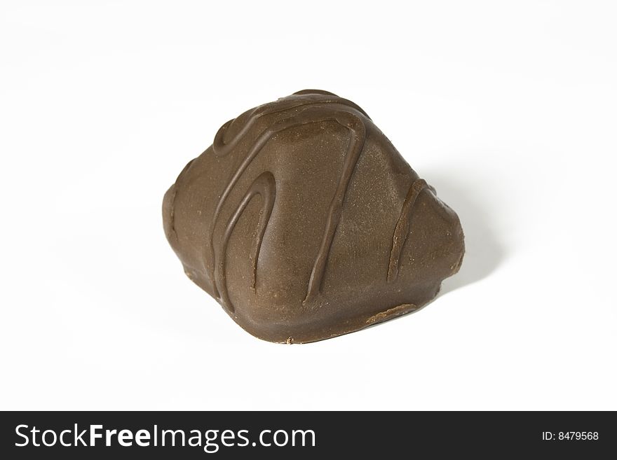 Sweet chocolate, a photo close up on a white background