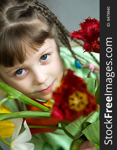 Stock photo: an image of a nice girl with a bouquet. Stock photo: an image of a nice girl with a bouquet