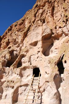 Cliff Dwelling At Bandelier National Monument Stock Images