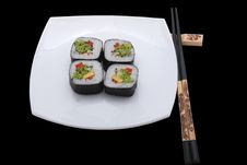 Sushi And Chopsticks Royalty Free Stock Photo