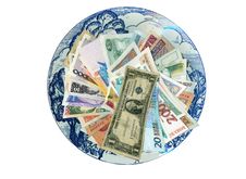 Currencies From Around The World, Paper Banknotes. Royalty Free Stock Photography