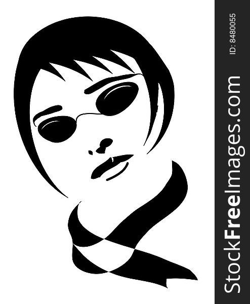 Vector graphic portrait of a stylish woman. Vector graphic portrait of a stylish woman