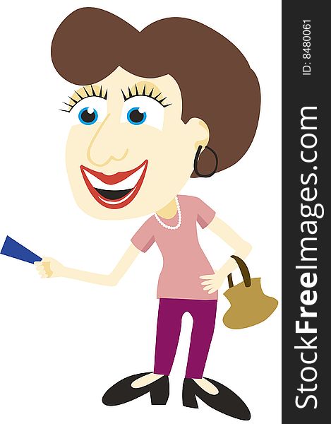 Vector illustration of a lady using a credit card. Vector illustration of a lady using a credit card.