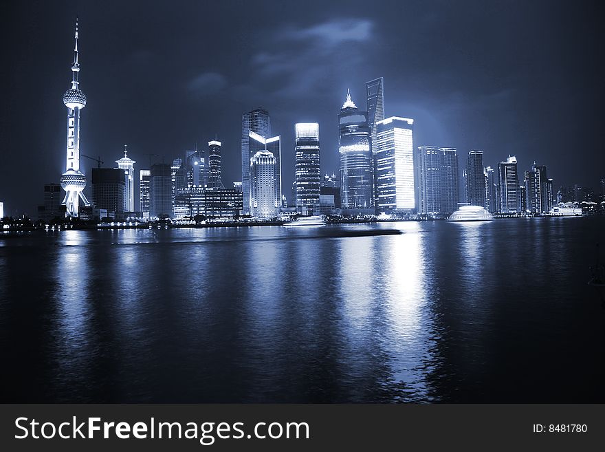 The night view of shanghai china.
