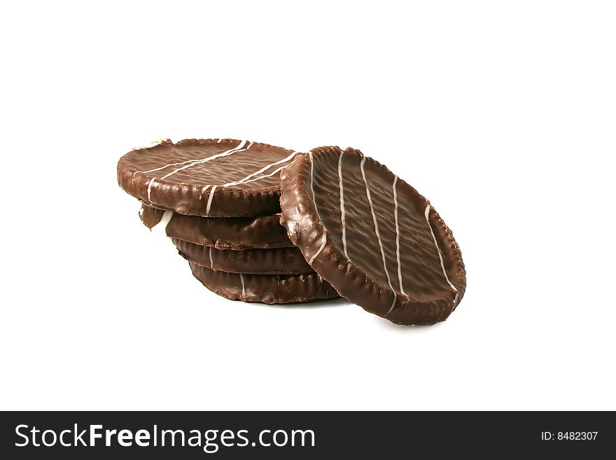 A little chocolate cookies on a white background