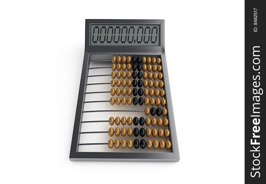 Abacus with metal frame and calculating display. Abacus with metal frame and calculating display